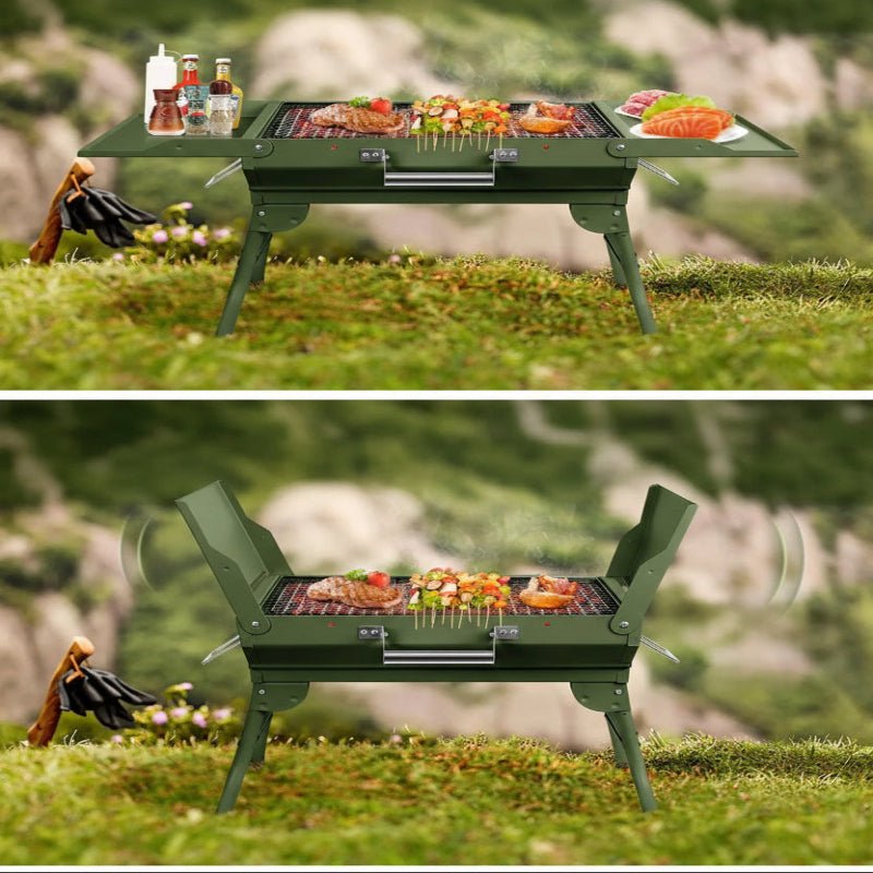 Barbecue au charbon de bois pliable vert - Prati-Kitchen