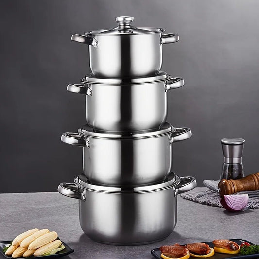 Batterie de Cuisine 4 Pièces Inox 18/10 Professionnel – Grande Capacité, Tous Feux (Induction) - Prati - Kitchen