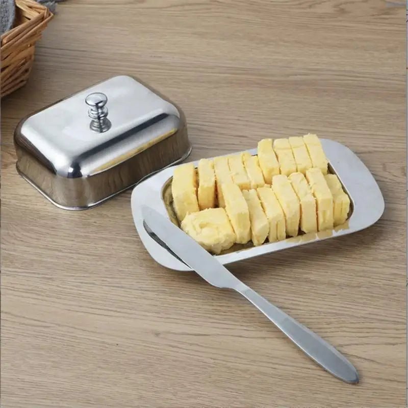 beurrier en acier inoxydable massif | Plat à beurre Premium avec couvercle Ergonomique - Prati - Kitchen