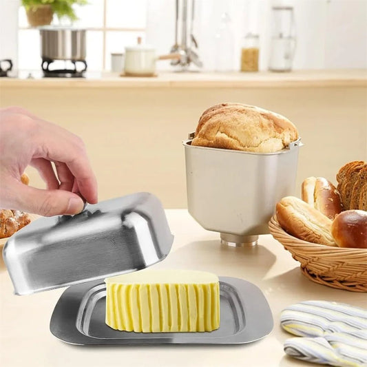 beurrier en acier inoxydable massif | Plat à beurre Premium avec couvercle Ergonomique - Prati - Kitchen