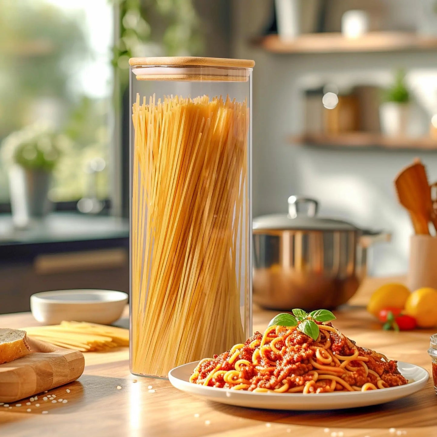 Bocal en verre hermétique transparent pour Farine, Pâtes et Aliments Secs (Rangement Cuisine) - Prati - Kitchen