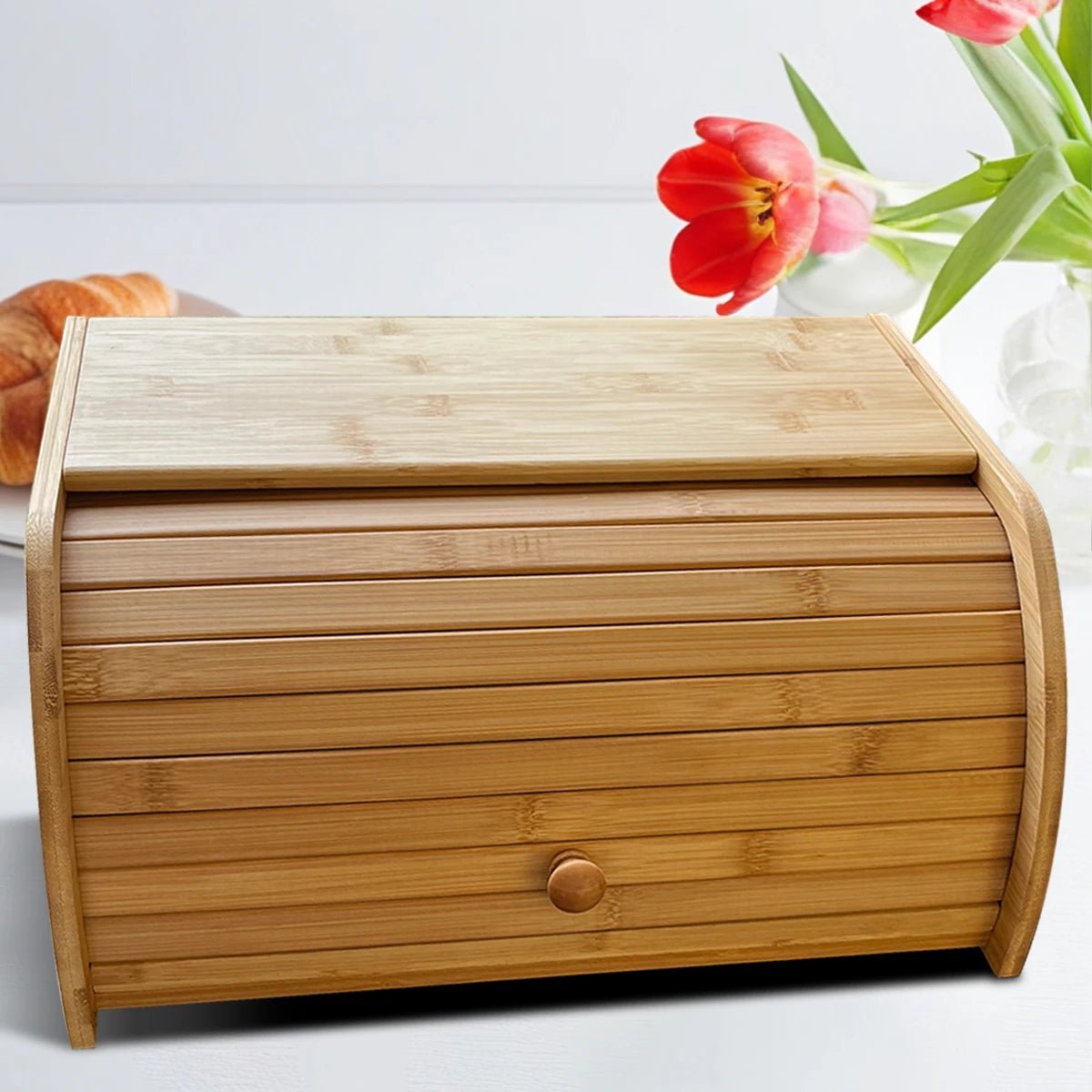 Boîte à Pain en Bambou avec Couvercle - Rangement Déco pour Comptoir Cuisine - Prati - Kitchen