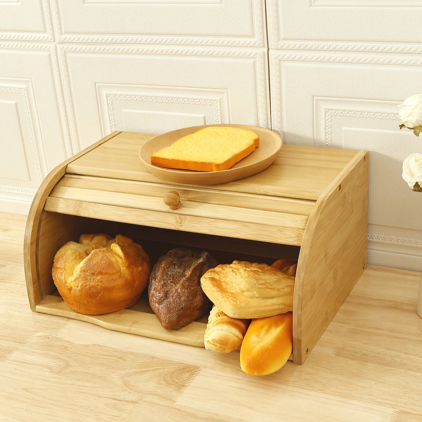 Boîte à Pain en Bambou avec Couvercle - Rangement Déco pour Comptoir Cuisine - Prati - Kitchen