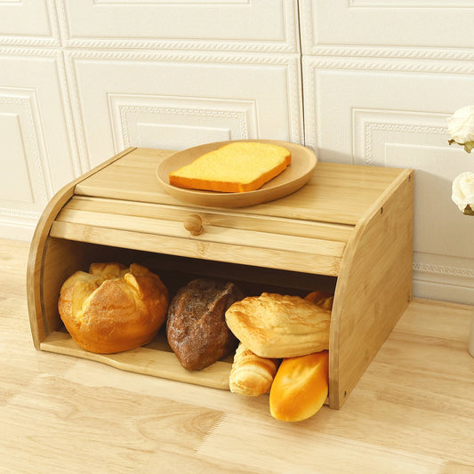 Boîte à Pain en Bambou avec Couvercle - Rangement Déco pour Comptoir Cuisine - Prati - Kitchen