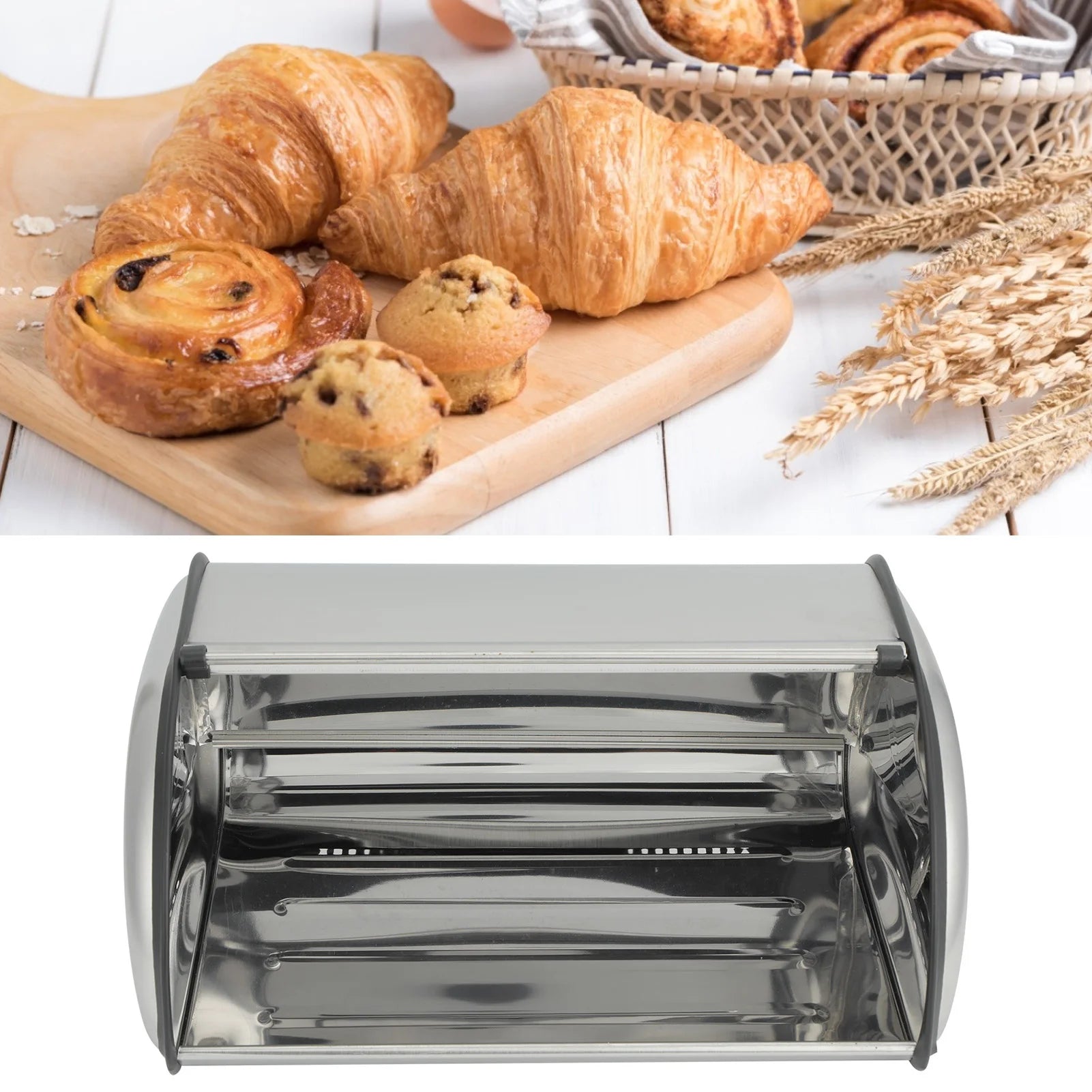 Boîte à pain Grande Capacité en Acier Inoxydable (Inox) - Pour Conserver la Fraîcheur du Pain et des Pâtisseries - Prati - Kitchen