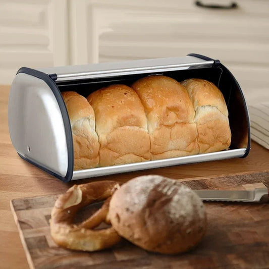 Boîte à pain Grande Capacité en Acier Inoxydable (Inox) - Pour Conserver la Fraîcheur du Pain et des Pâtisseries - Prati - Kitchen