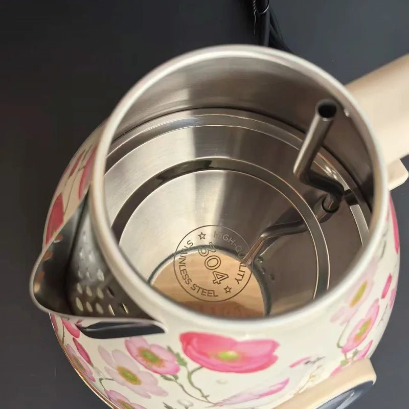 Bouilloire Électrique Rétro 1.7L – Acier Inoxydable 18/10, Thermomètre Intégré, Sans Fil, 1850W – Mise Hors Tension Automatique – pour Thé et Café - Prati - Kitchen