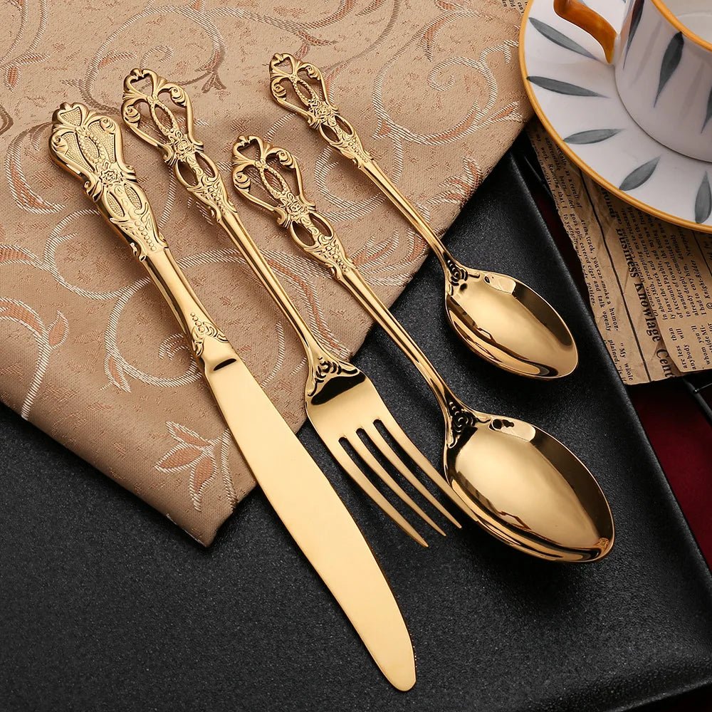 coffret de couverts 24 pièces doré - acier inoxydable (inox) tendance - Prati - Kitchen