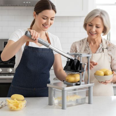 Coupe - Frites Professionnel Manuel en Acier Inoxydable (Inox) - 2 Lames Interchangeables - Prati - Kitchen
