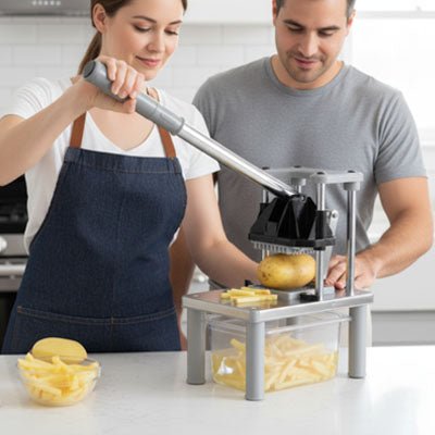 Coupe - Frites Professionnel Manuel en Acier Inoxydable (Inox) - 2 Lames Interchangeables - Prati - Kitchen