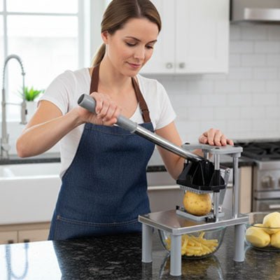 Coupe - Frites Professionnel Manuel en Acier Inoxydable (Inox) - 2 Lames Interchangeables - Prati - Kitchen