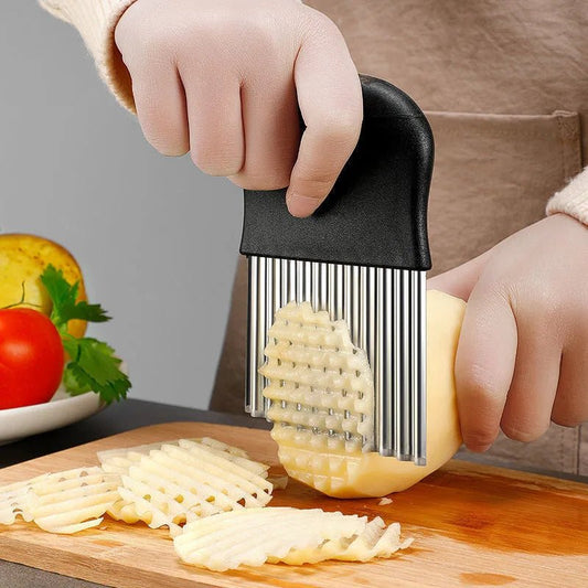 couteau- ondulé- pour- Légumes- et- Frites- Maison | Lame- en- Acier- Inoxydable- et- Manche- Ergonomique- (PP)
