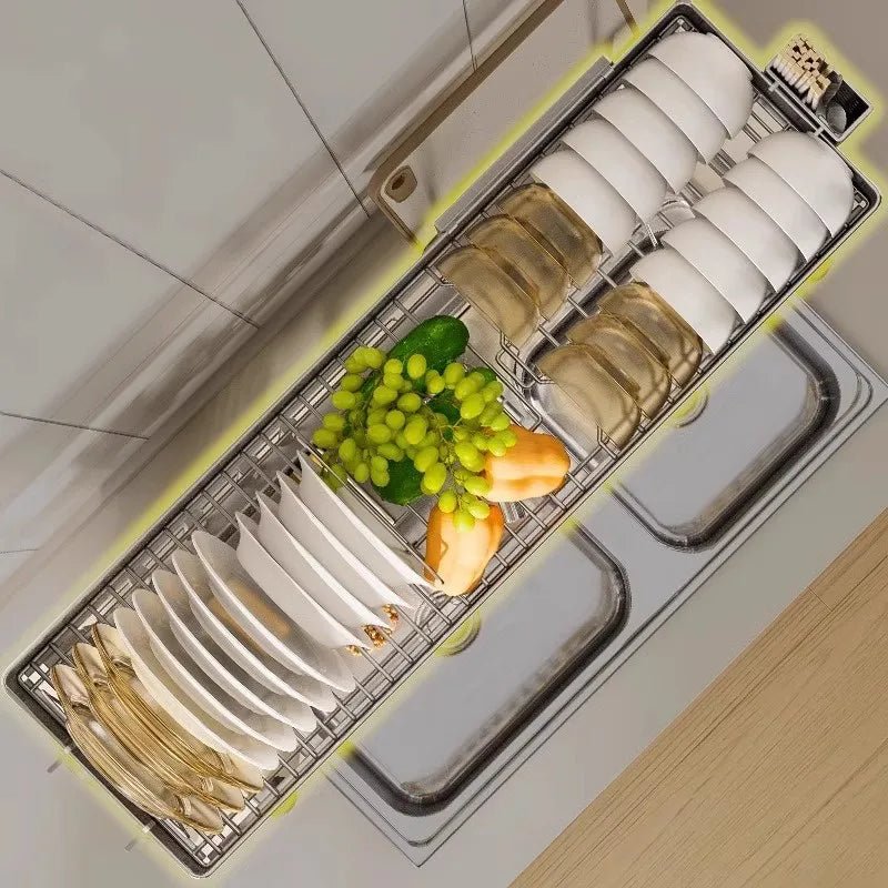 égouttoir à vaisselle 2 niveaux sur évier en acier INOX - Modulable, Extensible et Anti - Corrosion - Prati - Kitchen