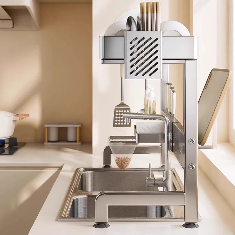 égouttoir à vaisselle 2 niveaux sur évier en acier INOX - Modulable, Extensible et Anti - Corrosion - Prati - Kitchen