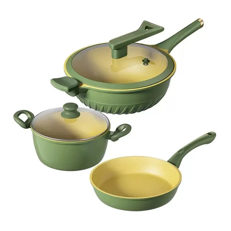lot- de- casseroles- et- poêles- antiadhésif - batterie- de -cuisine- 3 -pièces- tout-feux : exposer