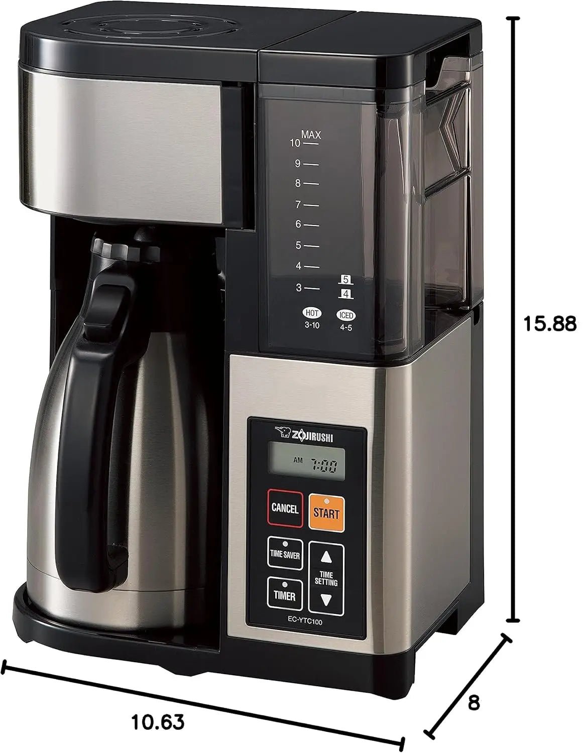 machine à café filtres automatique 10 tasses - Design en acier inoxydable noir - Prati - Kitchen
