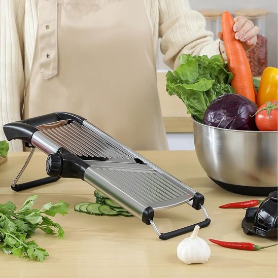 mandoline de cuisine Professionnelle Réglable INOX - Coupe Légumes Multi - Lames Sécurisée - Prati - Kitchen