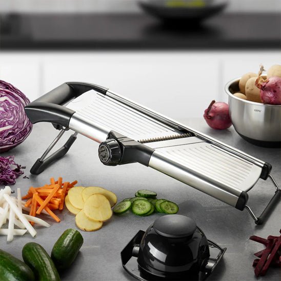 mandoline de cuisine Professionnelle Réglable INOX - Coupe Légumes Multi - Lames Sécurisée - Prati - Kitchen