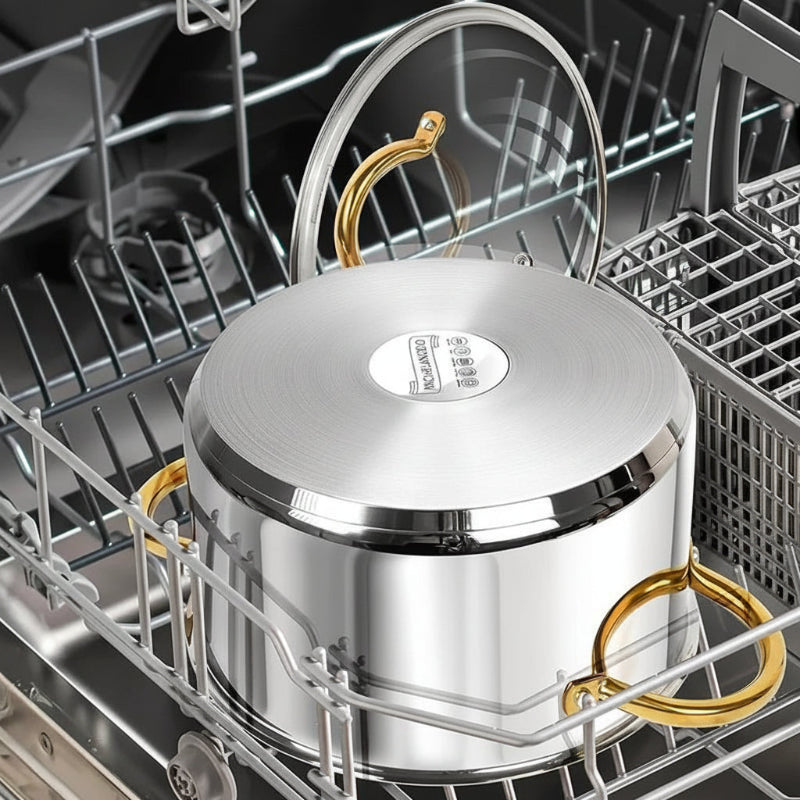 Marmite Inox MICHELANGELO Pro (Jusqu'à 9,5 L) – Tous Feux et Four – Double Poignée, Couvercle - Prati - Kitchen