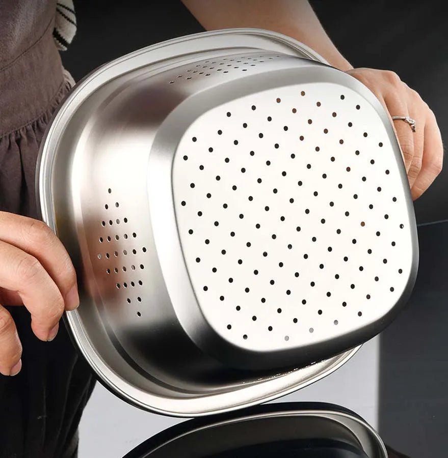 Passoire multifonction - Essoreuse Inox avec Bol | Riz, Fruits, Légumes - Prati - Kitchen