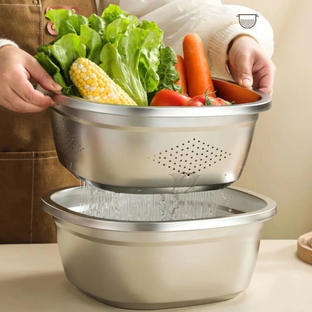 Passoire multifonction - Essoreuse Inox avec Bol | Riz, Fruits, Légumes - Prati - Kitchen