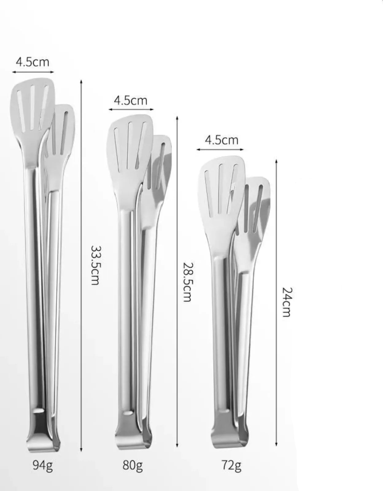 pince- de- cuisine- en- inox- avec- fentes : ces- dimensions