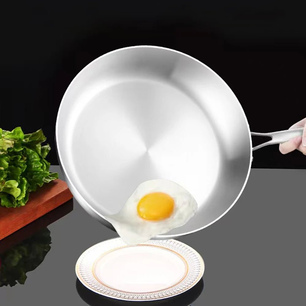 poêle- en- acier- inoxydable- 18/10 - tous- types- de- feux : avec- oeuf- au- plat