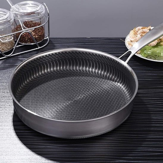 poêle- inox- antiadhésive - Diamètres 28cm- et- 30cm : exposer- sur- table