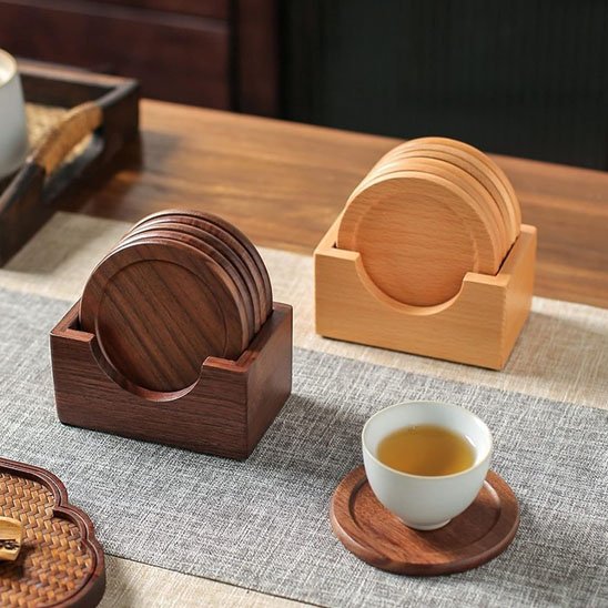 Dessous de verre en bois naturel