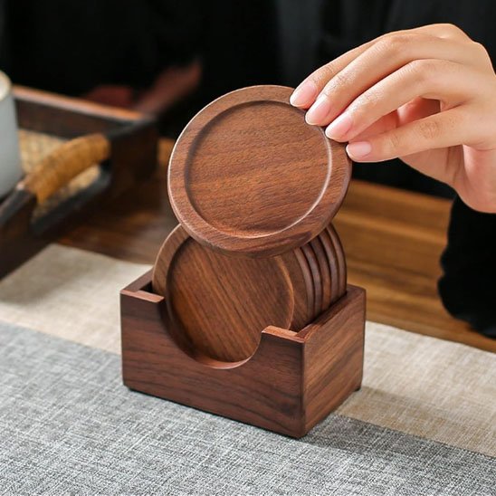 Dessous de verre en bois naturel