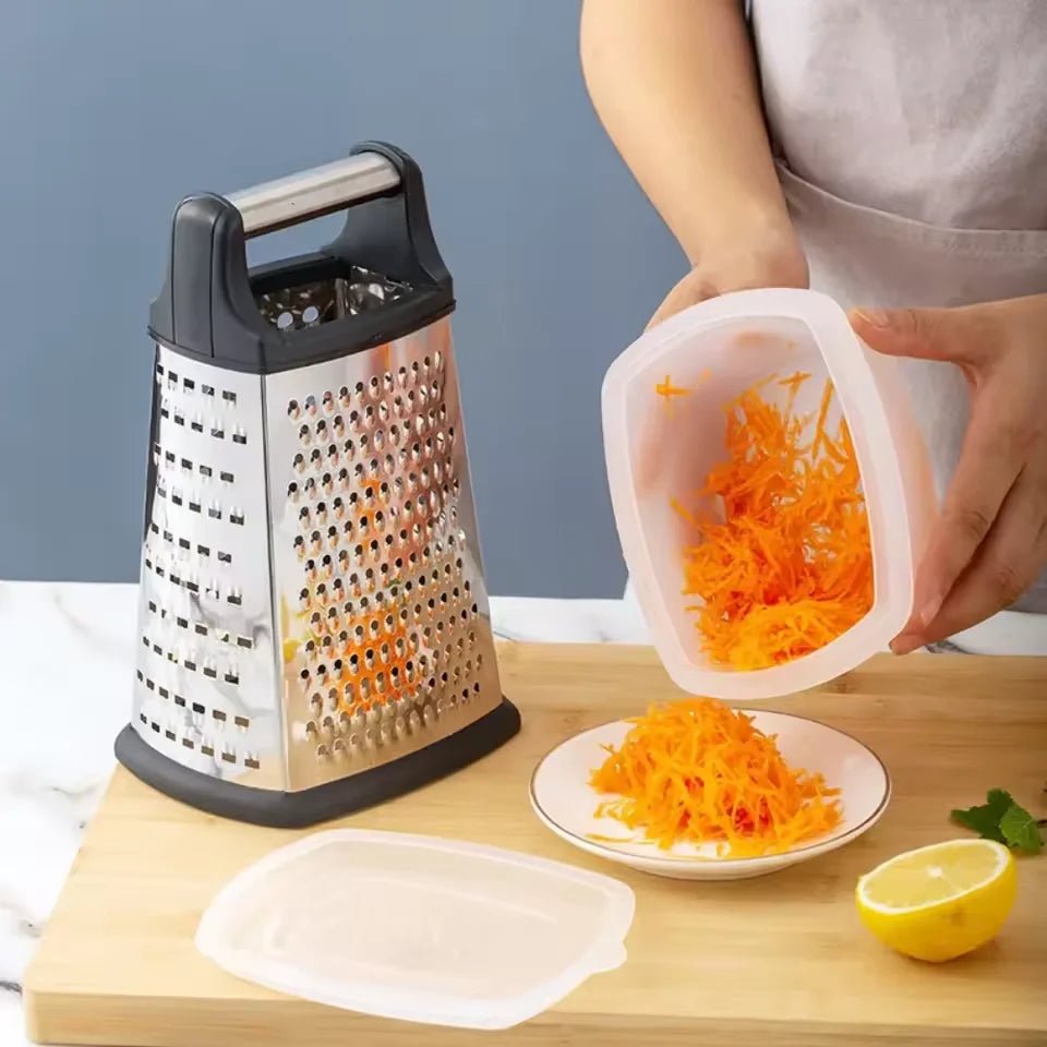 râpe à légumes manuelle avec bac et carotte