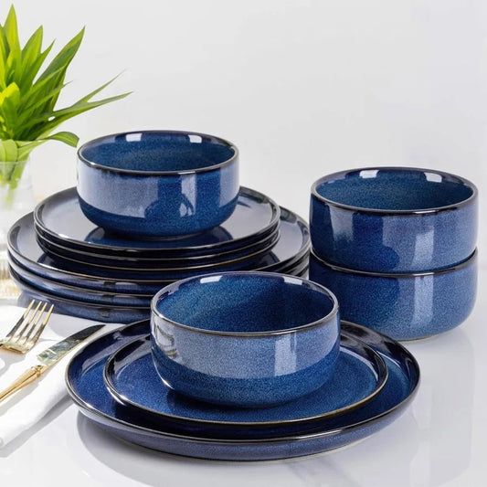 Service de Table en Grès | Glaçure Réactive Artisanale et Moderne (18 Pièces) - Prati - Kitchen