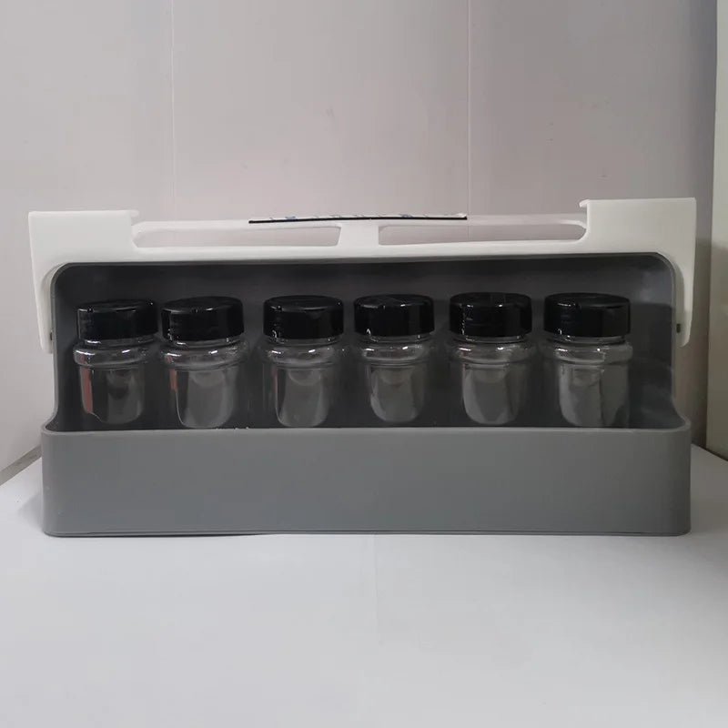 support- à- épices- escamotable- pour- meuble- haut- de- cuisine : avec- ces- 6- récipients