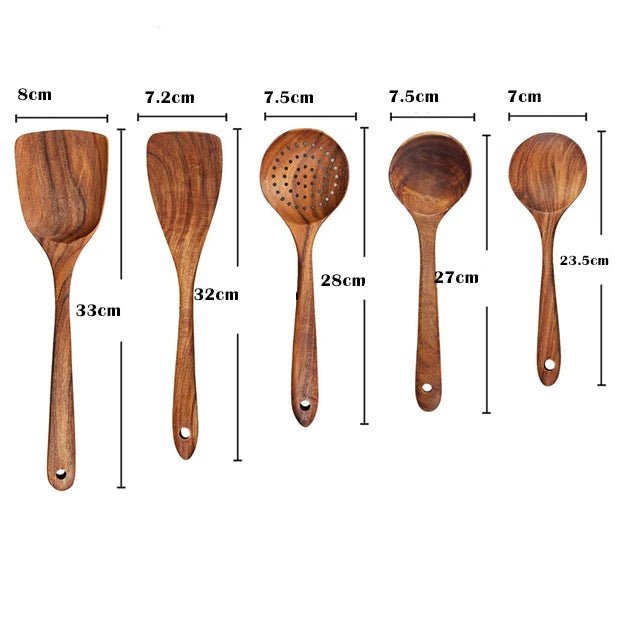 ustensiles- de- cuisine- en- bois d'olivier - spatule-louche : ustensile- tailles- exposer