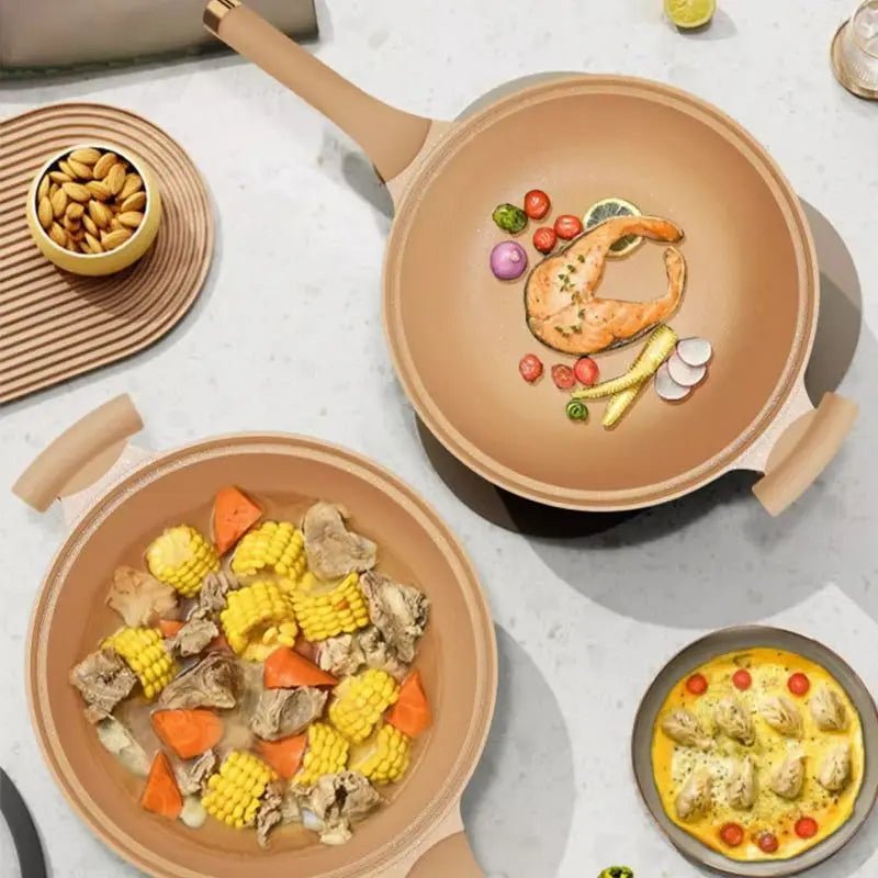 wok en argile antiadhésif avec panier vapeur - Prati - Kitchen