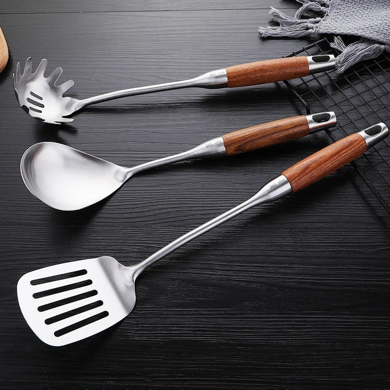 3 pièces inox manche bois