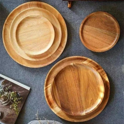 Assiette - bois - naturelle - 20cm - sur - table