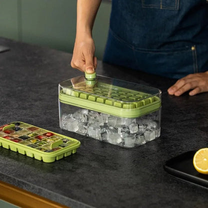 Bac à Glaçons Pro, Double Couche | Démoulage instantané par pression | Rangement Hermétique Empilable : doigt- sur- bouton-  poussoir