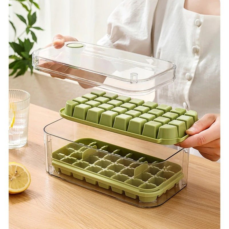 Bac à Glaçons Pro, Double Couche | Démoulage instantané par pression | Rangement Hermétique Empilable : double- couches