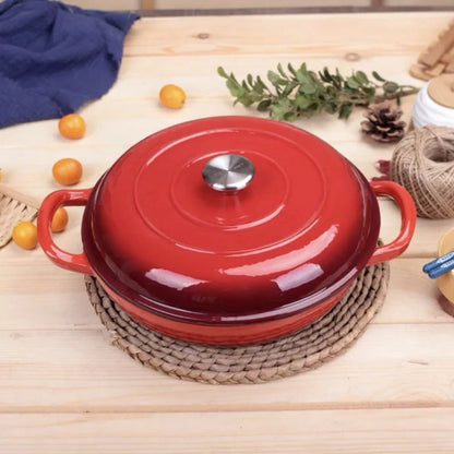 Batterie - cuisine - fonte - émaillée - 7 - pièces - faitout - rond - sur - table
