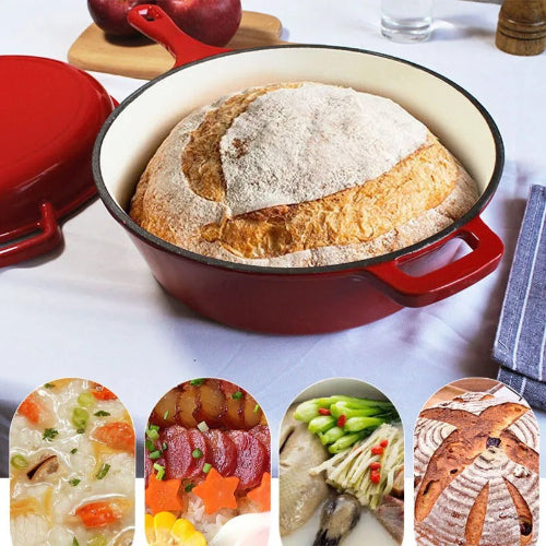 Batterie - cuisine - fonte - émaillée - 7 - pièces - pain - cuit 