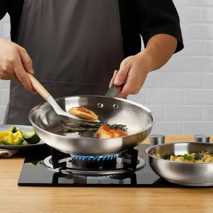 Batterie - de - cuisine - acier -inoxydable - 18/10 - 10 pièces - poêle -  avec - viande - qui - ne - colle - pas