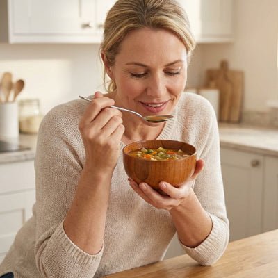 Bol - en - bois - de - jujube - naturel -fabriqué - à - la - main - vaisselle - écologique - une - personne - utilise - le - bol