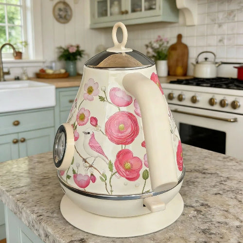 Bouilloire - inox - fleurs - 1.7l - ergonomie