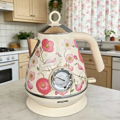Bouilloire - électrique - rétro - fleurs - 1,7l