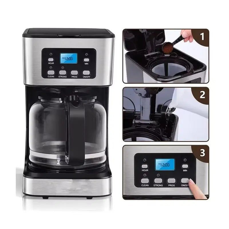 Cafetière - programmable - 10 - tasses - 3 - étapes - de - préparations