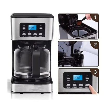 Cafetière - programmable - 10 - tasses - 3 - étapes - de - préparations