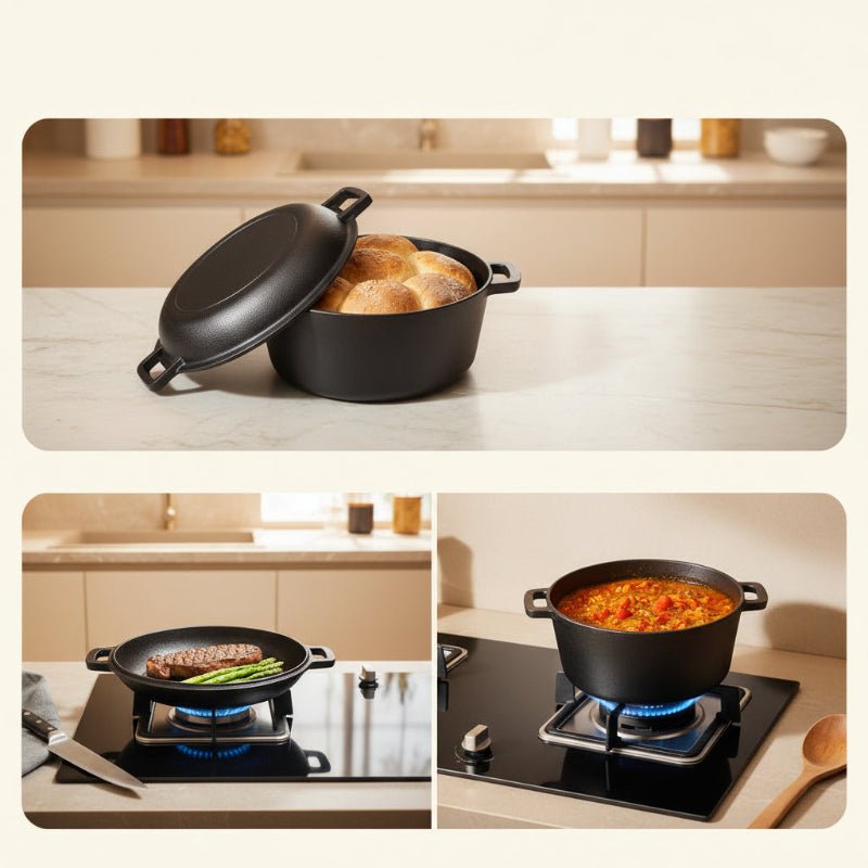 Cocotte - en - fonte - 30cm - usage - multiples
