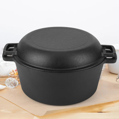 Cocotte - Four Hollandais 2 - en - 1 -en Fonte 30 cm (7,5L) - Couvercle Poêle - Pain, BBQ et Mijoté 