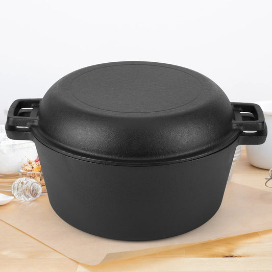 Cocotte - Four Hollandais 2 - en - 1 -en Fonte 30 cm (7,5L) - Couvercle Poêle - Pain, BBQ et Mijoté 
